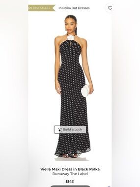 Runaway The Label Viella Halter Maxi Dress in Black Polka Dot